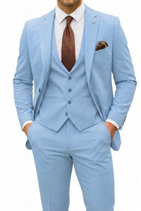 Herren Dreiteiler mit Sakko, Weste und Hose - Hellblau