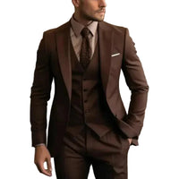 Herren Dreiteiliger Anzug Set mit Sakko, Weste und Hose - Braun