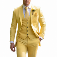 Herren Dreiteiliger Anzug Set mit Sakko, Weste und Hose - Gelb
