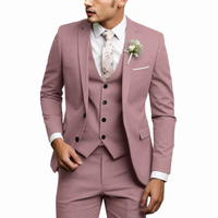 Herren Dreiteiliger Anzug Set mit Sakko, Weste und Hose - Rosa
