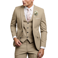 Herren Dreiteiliger Anzug Set mit Sakko, Weste und Hose - Hellbraun