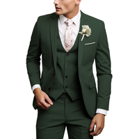 Herren Dreiteiliger Anzug Set mit Sakko, Weste und Hose - Dunkelgrün