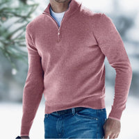 Alexander | Herren Feinstrick Pullover mit Viertelreißverschluss - Rosa