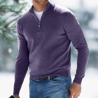 Alexander | Herren Feinstrick Pullover mit Viertelreißverschluss - Lila
