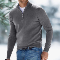 Alexander | Herren Feinstrick Pullover mit Viertelreißverschluss - Grau