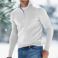 Alexander | Herren Feinstrick Pullover mit Viertelreißverschluss - Weiß