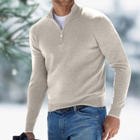 Alexander | Herren Feinstrick Pullover mit Viertelreißverschluss - Khaki