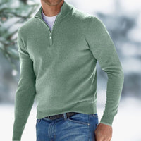 Alexander | Herren Feinstrick Pullover mit Viertelreißverschluss - Grün