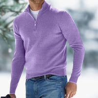 Alexander | Herren Feinstrick Pullover Viertelreißverschluss Knit Sweater - Hellviolett