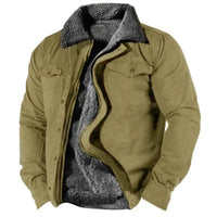 Elias | Herren Fleecegefütterter Western-Cardigan Sherpa-Kragen Knopfleiste - Grün