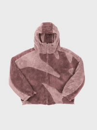 Herren Fleecejacke mit Kapuze und Musterpanelen - Rosa