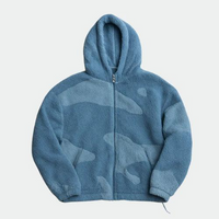 Herren Fleecejacke mit Kapuze und Musterpanelen - Blau