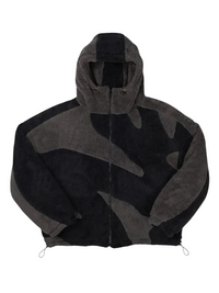 Herren Fleecejacke mit Kapuze und Musterpanelen - Schwarz