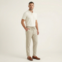 Herren Hose mit elastischem Bund und Kordelzug - Beige