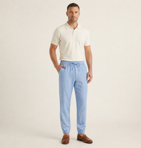 Herren Hose mit elastischem Bund und Kordelzug - Hellblau