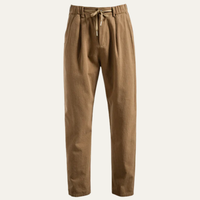Herren Hose mit Faltenbund, Kordelzug und Reißverschluss - Khaki