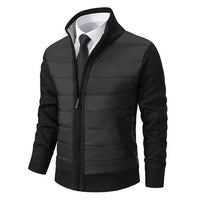 Herren Hybrid-Strickjacke mit Wattierung - Schwarz