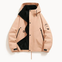 Herren Jacke mit Kapuze, Druckknopfleiste und Reißverschlusstaschen - Rosa