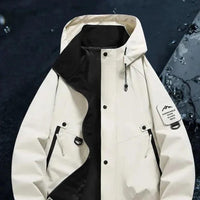 Herren Jacke mit Kapuze, Druckknopfleiste und Reißverschlusstaschen - Weiß