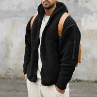 Herren Jacke mit Kapuze, Reißverschluss vorne und langen Ärmeln - Schwarz