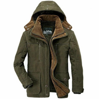 Herren Jacke mit Kapuze und Knopf-Reißverschluss - Grün