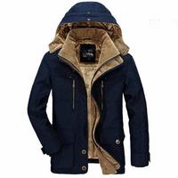 Herren Jacke mit Kapuze und Knopf-Reißverschluss - Marineblau