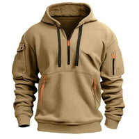 Herren Kapuzenpullover mit Reißverschlusstaschen - Khaki