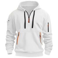 Herren Kapuzenpullover mit Reißverschlusstaschen - Weiß