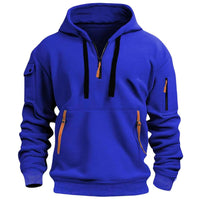 Herren Kapuzenpullover mit Reißverschlusstaschen - Blau