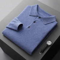 Sebastian | Herren Kaschmir Polo Strickpullover - Blau