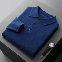 Sebastian | Herren Kaschmir Polo Strickpullover - Dunkelblau