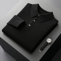 Sebastian | Herren Kaschmir Polo Strickpullover - Schwarz