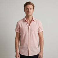 Herren Kurzarm-Button-Down-Hemd - Rosa