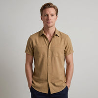 Herren Kurzarm-Button-Down-Hemd - Senfgelb