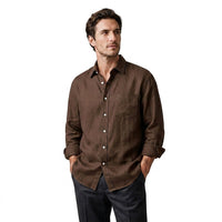 Herren Langarm-Button-Down-Hemd - Braun