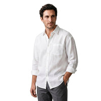 Herren Langarm-Button-Down-Hemd - Weiß