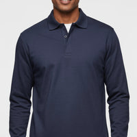 Herren Langarm-Poloshirt mit Knopfleiste - Marineblau