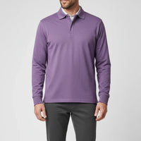 Herren Langarm-Poloshirt mit Knopfleiste - Lila