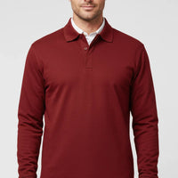 Herren Langarm-Poloshirt mit Knopfleiste - Rot