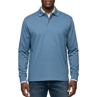 Herren Langarm-Poloshirt mit Knopfleiste - Blau