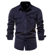 Herren Langarm-Utility-Hemd mit Knopfleiste - Marineblau