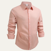 Herren Langarmhemd mit Kragen und Knopfleiste - Rosa