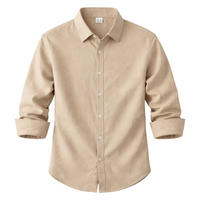 Herren Langarmhemd mit Kragen und Knopfleiste - Khaki