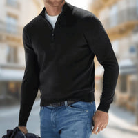 Felix | Herren Leichter Quarter-Zip Strickpullover - Schwarz
