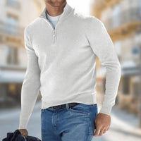 Felix | Herren Leichter Quarter-Zip Strickpullover - Weiß