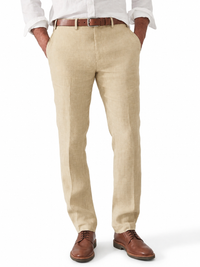 Herren-Leinenhose mit Gürtelschlaufen - Beige