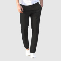 Herren-Leinenhose mit Kordelzug - Schwarz