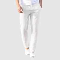 Herren-Leinenhose mit Kordelzug - Weiß