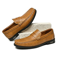 Herren-Loafer mit Mokassin-Naht und Kontrastnähten - Braun