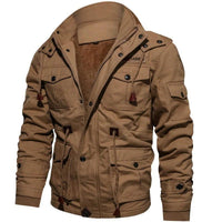Herren Mehrtaschenjacke mit Reißverschluss und Innenfutter - Kamel
